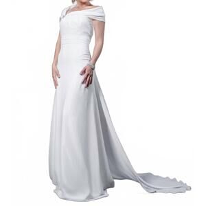 NEW LAST DRESS portrait collar chiffon dress in white